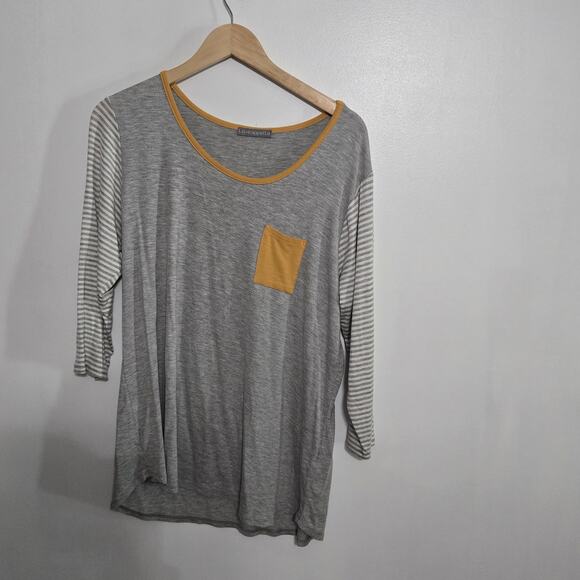 Loveappella Tops - Loveappella 3/4 Sleeve Blouse, Size XL, Gray